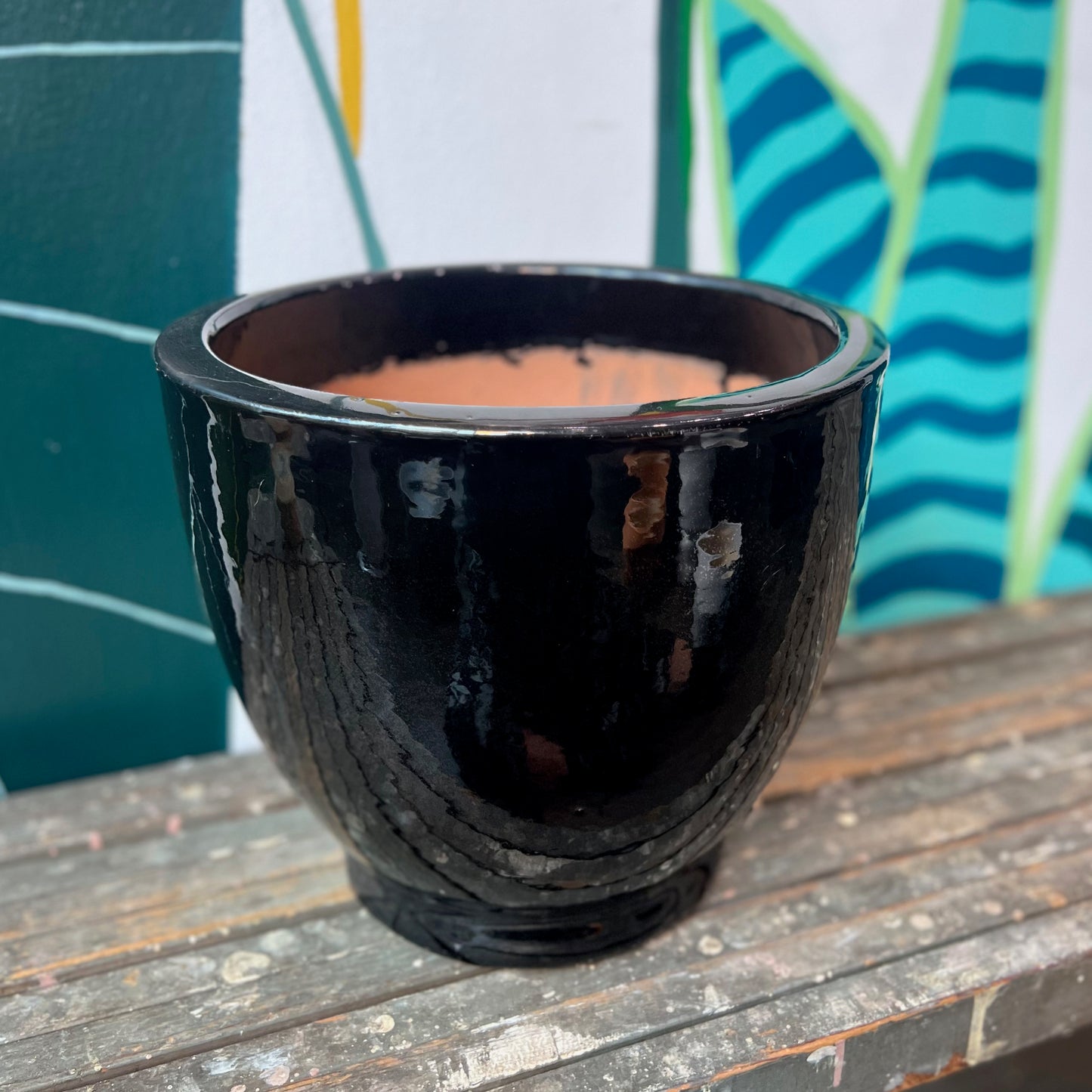 Glossy Black Ceramic Pot